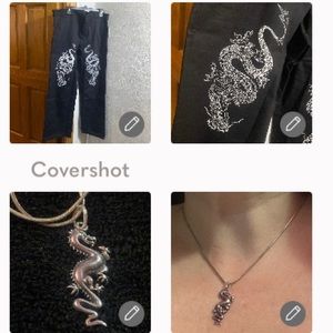 Neon Riot double dragon🐉pants 2XL+925 Italy🐲necklace 16”